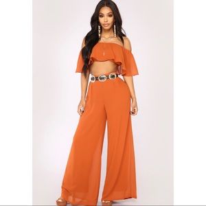 Fashion Nova Low Rider wide leg Pant Set